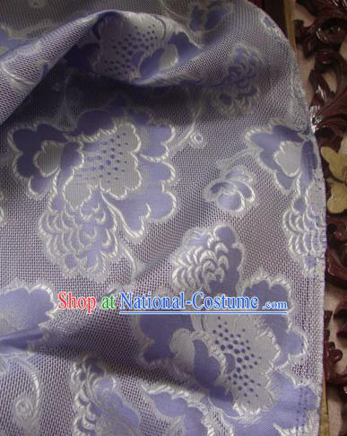 Asian Traditional Fabric Classical Peony Pattern Purple Brocade Chinese Satin Silk Material