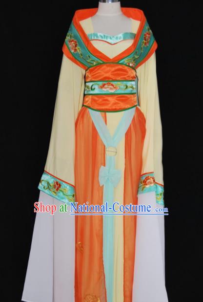 Chinese Traditional Beijing Opera Princess Orange Dress Ancient Peri Embroidered Costume for Women