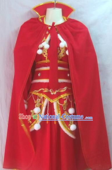 Chinese Traditional Beijing Opera Female Warrior Red Dress Ancient Swordswoman Embroidered Costume for Women