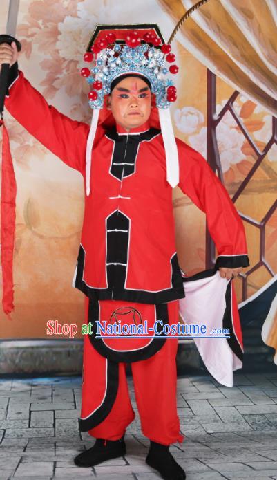 Chinese Traditional Beijing Opera Takefu Clothing Ancient Swordsman Red Costume for Men