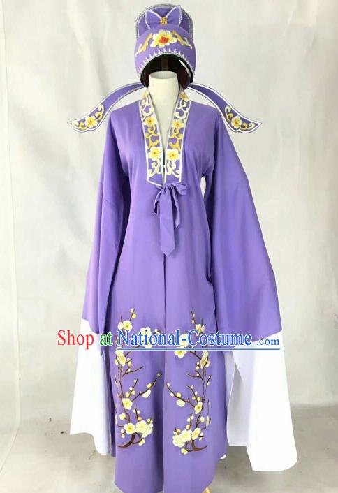 Chinese Traditional Beijing Opera Niche Purple Clothing Ancient Number One Scholar Embroidered Costume for Men