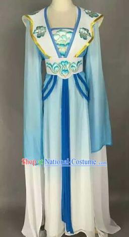 Chinese Ancient Peri Embroidered Blue Dress Traditional Peking Opera Princess Costume for Women