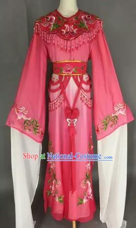 Chinese Ancient Court Princess Embroidered Rosy Dress Traditional Peking Opera Artiste Costume for Women