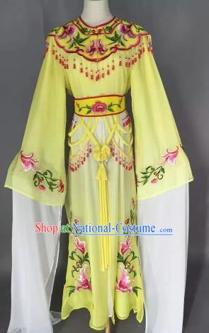 Chinese Ancient Court Princess Embroidered Yellow Dress Traditional Peking Opera Artiste Costume for Women