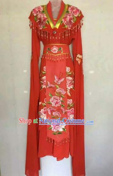 Chinese Ancient Peri Embroidered Red Dress Traditional Peking Opera Artiste Costume for Women