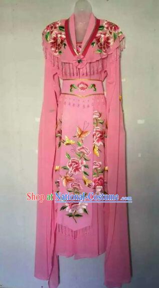 Chinese Ancient Peri Embroidered Pink Dress Traditional Peking Opera Artiste Costume for Women