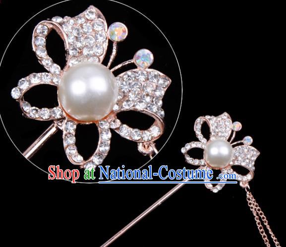 Professional Chinese Traditional Beijing Opera Hair Accessories Ancient Princess Crystal Butterfly Hairpins for Women