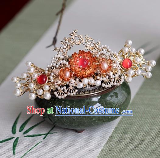 Chinese Traditional Hanfu Hair Accessories Ancient Princess Golden Pine Hairpins for Women