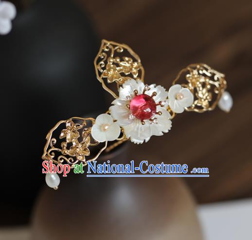 Chinese Ancient Princess Shell Flower Hairpins Traditional Hanfu Hair Accessories for Women