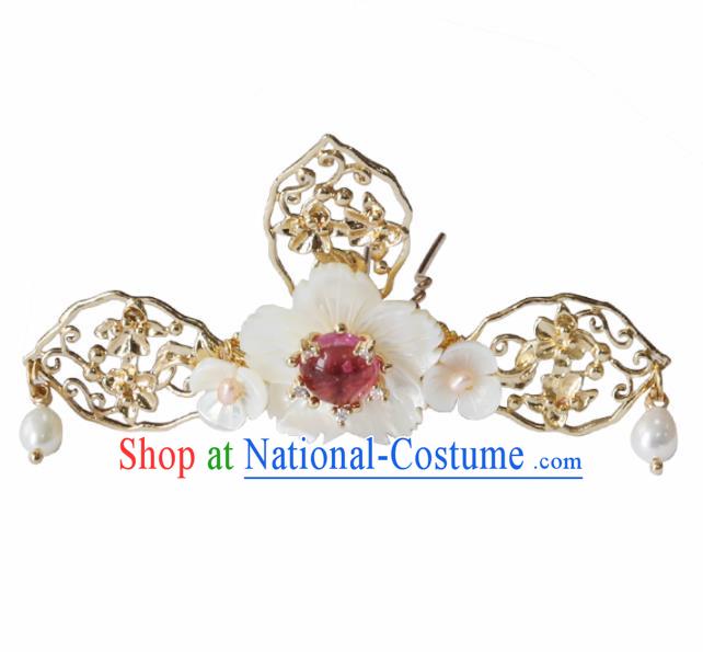 Chinese Ancient Princess Shell Flower Hairpins Traditional Hanfu Hair Accessories for Women