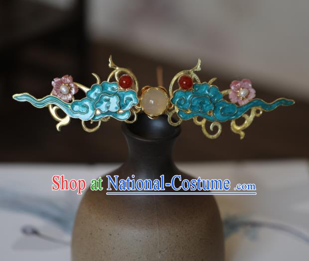 Chinese Ancient Princess Tassel Chalcedony Hairpins Traditional Hanfu Hair Accessories for Women