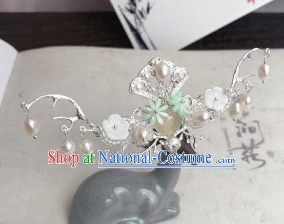 Chinese Ancient Princess Hairpins Pearls Hair Crown Traditional Hanfu Hair Accessories for Women