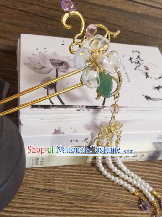 Chinese Ancient Princess Beads Tassel Hairpins Traditional Hanfu Hair Accessories for Women