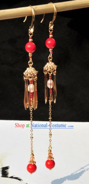 Chinese Traditional Hanfu Jewelry Accessories Ancient Princess Tassel Earrings for Women