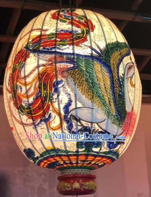 Chinese Traditional New Year Hanging Lantern Handmade Painting Phoenix Palace Lanterns