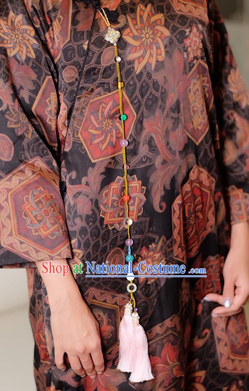 Chinese Traditional Jewelry Accessories Classical Pressure Front Pink Tassel Brooch for Women