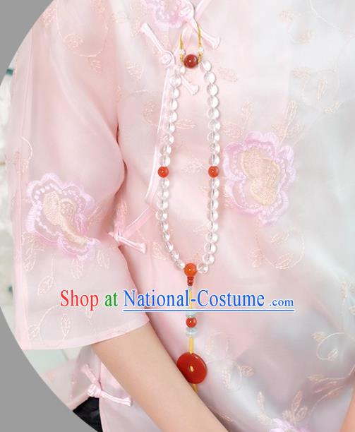 Chinese Traditional Jewelry Accessories Classical Pressure Front Agate Beads Tassel Brooch for Women