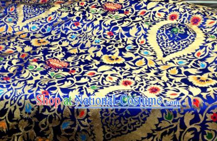 Chinese Traditional Buddhism Pattern Design Royalblue Brocade Silk Fabric Tibetan Robe Fabric Asian Material