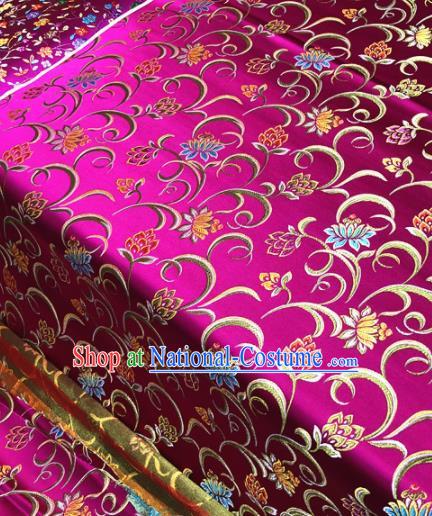 Chinese Traditional Buddhism Lotus Pattern Design Rosy Brocade Silk Fabric Tibetan Robe Satin Fabric Asian Material