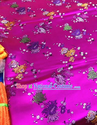 Chinese Traditional Buddhism Chrysanthemum Pattern Design Rosy Brocade Silk Fabric Tibetan Robe Satin Fabric Asian Material