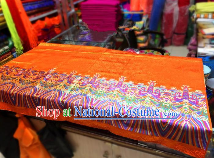 Chinese Traditional Buddhism Pattern Design Golden Brocade Silk Fabric Tibetan Robe Satin Fabric Asian Material