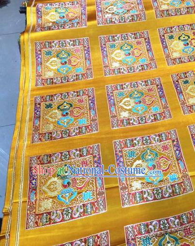 Chinese Traditional Buddhism Pattern Design Golden Brocade Silk Fabric Tibetan Robe Satin Fabric Asian Material