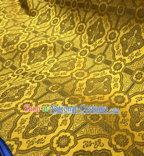 Chinese Traditional Buddhism Pattern Design Yellow Brocade Silk Fabric Tibetan Robe Satin Fabric Asian Material