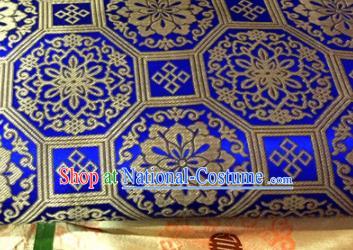 Chinese Traditional Buddhism Rosette Pattern Royalblue Brocade Silk Fabric Tibetan Robe Satin Fabric Asian Material