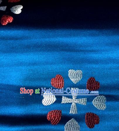 Chinese Traditional Buddhism Heart Pattern Blue Brocade Silk Fabric Tibetan Robe Satin Fabric Asian Material