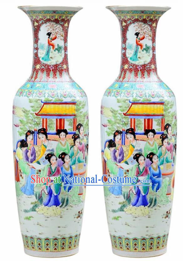 Chinese Traditional Hand Painting Beauty Enamel Vase Jingdezhen Ceramic Handicraft