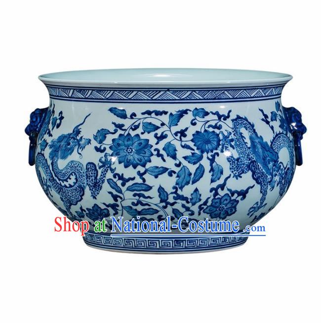 Chinese Jingdezhen Ceramic Painting Dragon Enamel Pot Handicraft Traditional Porcelain Vase