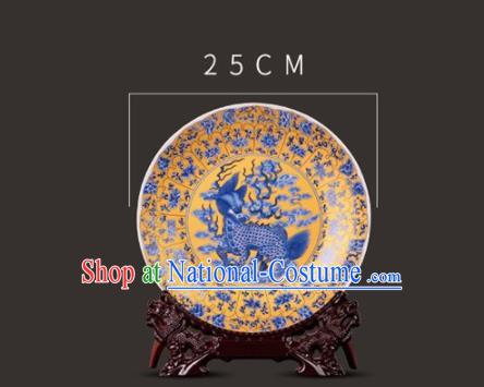 Chinese Traditional Hand Painting Kylin Decoration Enamel Dish Jingdezhen Ceramic Handicraft