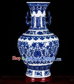 Chinese Jingdezhen Ceramic Craft Twine Pattern Vase Enamel Handicraft Traditional Porcelain Vase