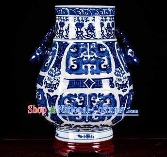 Chinese Jingdezhen Ceramic Craft Twine Pattern Jar Enamel Handicraft Traditional Porcelain Vase