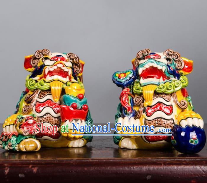 Chinese Traditional Pi Xiu Decoration Enamel Pi Yao Crafts Jingdezhen Ceramic Handicraft