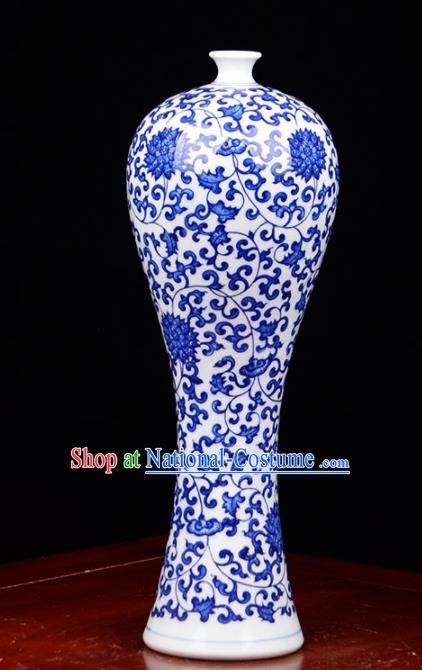 Chinese Jingdezhen Ceramic Craft Twine Lotus Pattern Enamel Vase Handicraft Traditional Porcelain Vase