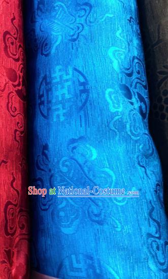 Chinese Traditional Buddhism Pattern Design Blue Brocade Silk Fabric Tibetan Robe Fabric Asian Material