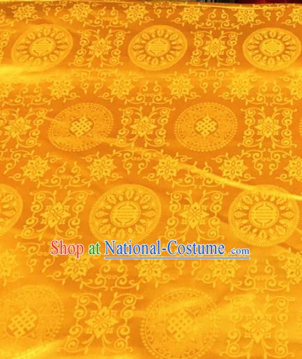 Chinese Traditional Buddhism Twine Pattern Golden Brocade Silk Fabric Tibetan Robe Satin Fabric Asian Material