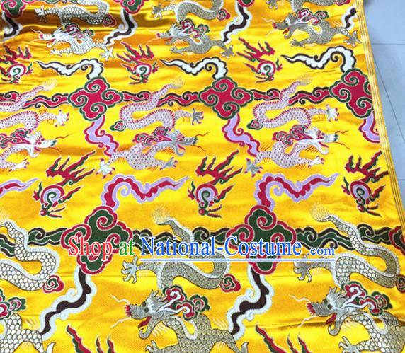 Chinese Traditional Buddhism Dragon Pattern Yellow Brocade Silk Fabric Tibetan Robe Satin Fabric Asian Material