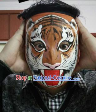 Chinese Traditional Sichuan Opera Prop Face Changing Tiger Masks Handmade Painting Facial Makeup