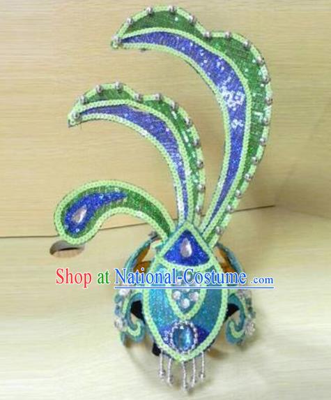 Chinese Traditional Classical Dance Hair Accessories Peacock Dance Headwear for Women