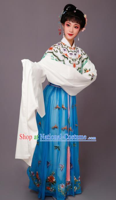 Chinese Traditional Beijing Opera Princess Costume Peking Opera Diva Blue Dress for Women