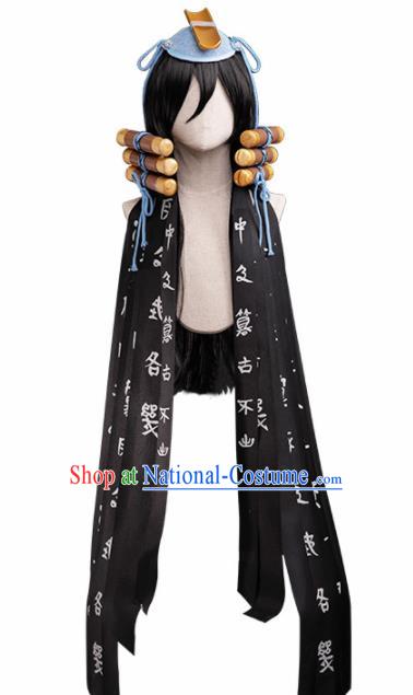 Chinese Traditional Cosplay Swordswoman Hair Accessories Ancient Female Knight Wigs and Hair Crown for Women