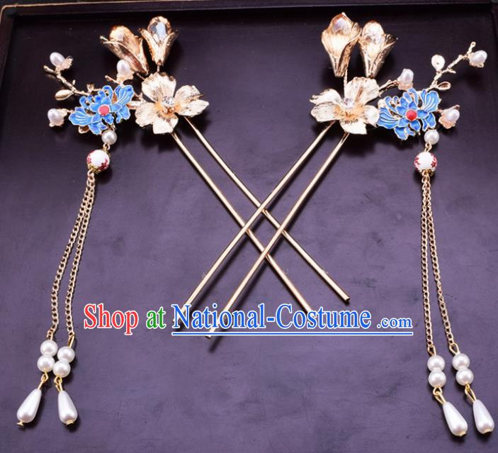 Chinese Traditional Hanfu Princess Hair Accessories Ancient Imperial Consort Tassel Hairpins for Women