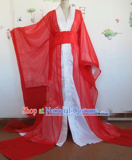 Chinese Traditional Cosplay Royal Highness Wedding Costume Ancient Swordsman Red Hanfu Clothing for Men