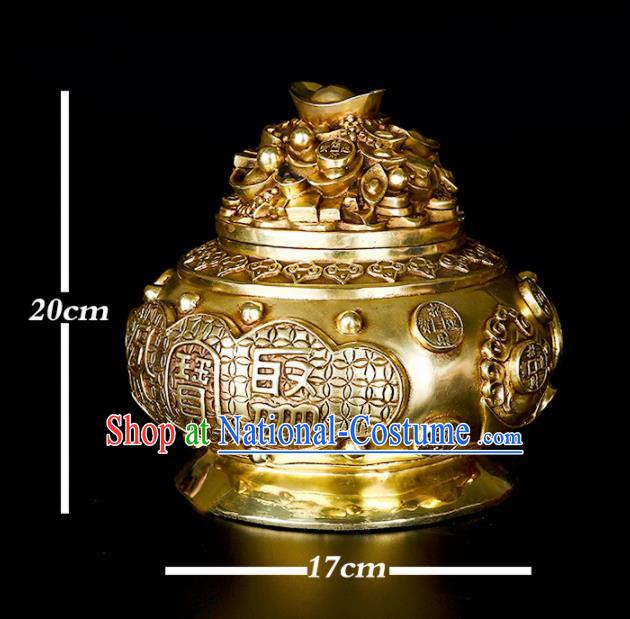 Chinese Traditional Taoism Bagua Brass Ingot Incense Burner Feng Shui Items Censer Decoration