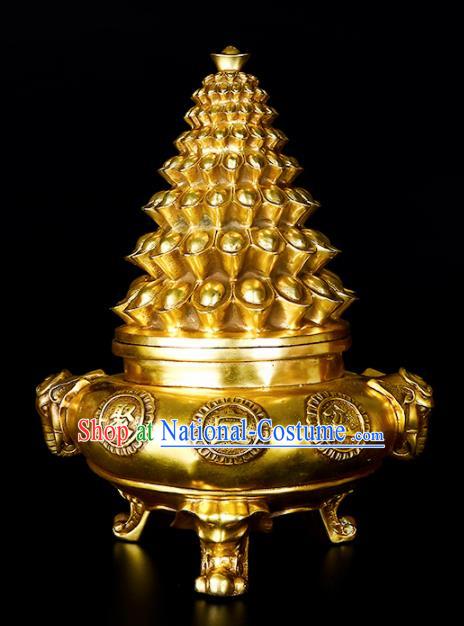 Chinese Traditional Taoism Bagua Brass Wealth Incense Burner Feng Shui Items Censer Decoration