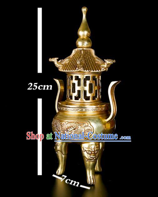 Chinese Traditional Taoism Bagua Brass Incense Burner Feng Shui Items Tower Censer Decoration