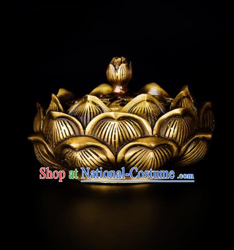 Chinese Traditional Brass Lotus Incense Burner Taoism Bagua Feng Shui Items Censer Decoration