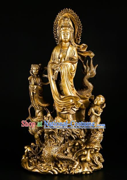 Chinese Traditional Feng Shui Items Buddhism Brass Goddess of Mercy Decoration